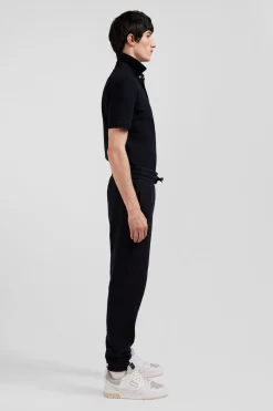 Regular black brushed fleece jogging bottoms