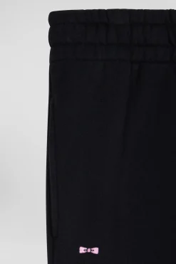 Regular black brushed fleece jogging bottoms