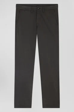 Regular black chino trousers in stretch cotton gabardine