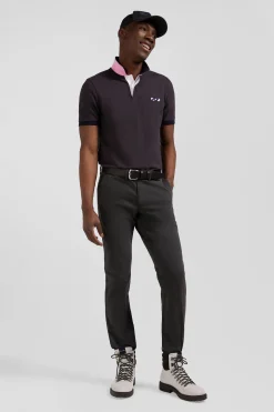 Regular black chino trousers in stretch cotton gabardine