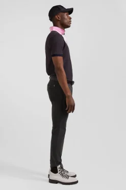 Regular black chino trousers in stretch cotton gabardine