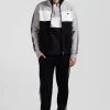 Regular black colorblock zipped cotton blend sweatshirt