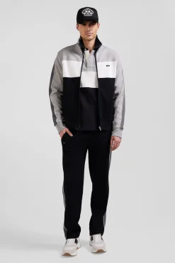 Regular black colorblock zipped cotton blend sweatshirt