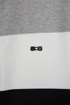 Regular black colorblock zipped cotton blend sweatshirt