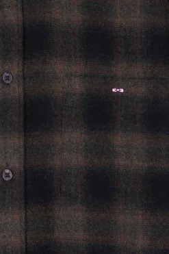 Regular black coton flannel checked shirt