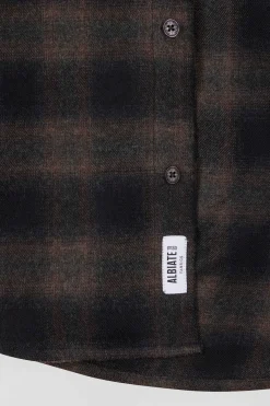 Regular black coton flannel checked shirt