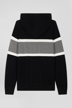 Regular black hooded jumper with EP10 jacquard