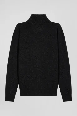 Regular black merino wool turtleneck jumper