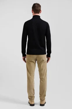 Regular black merino wool turtleneck jumper