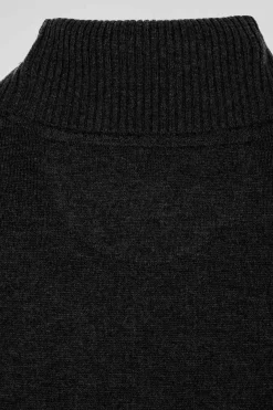 Regular black merino wool turtleneck jumper