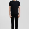 Regular black short-sleeved cotton T-shirt with back embroidery