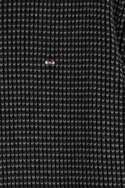 Regular black wool and cotton crew neck jumper
