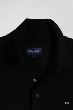Regular black wool jumper with rugby shirt collar