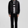 Regular black zipped bi-material sweatshirt with padded front