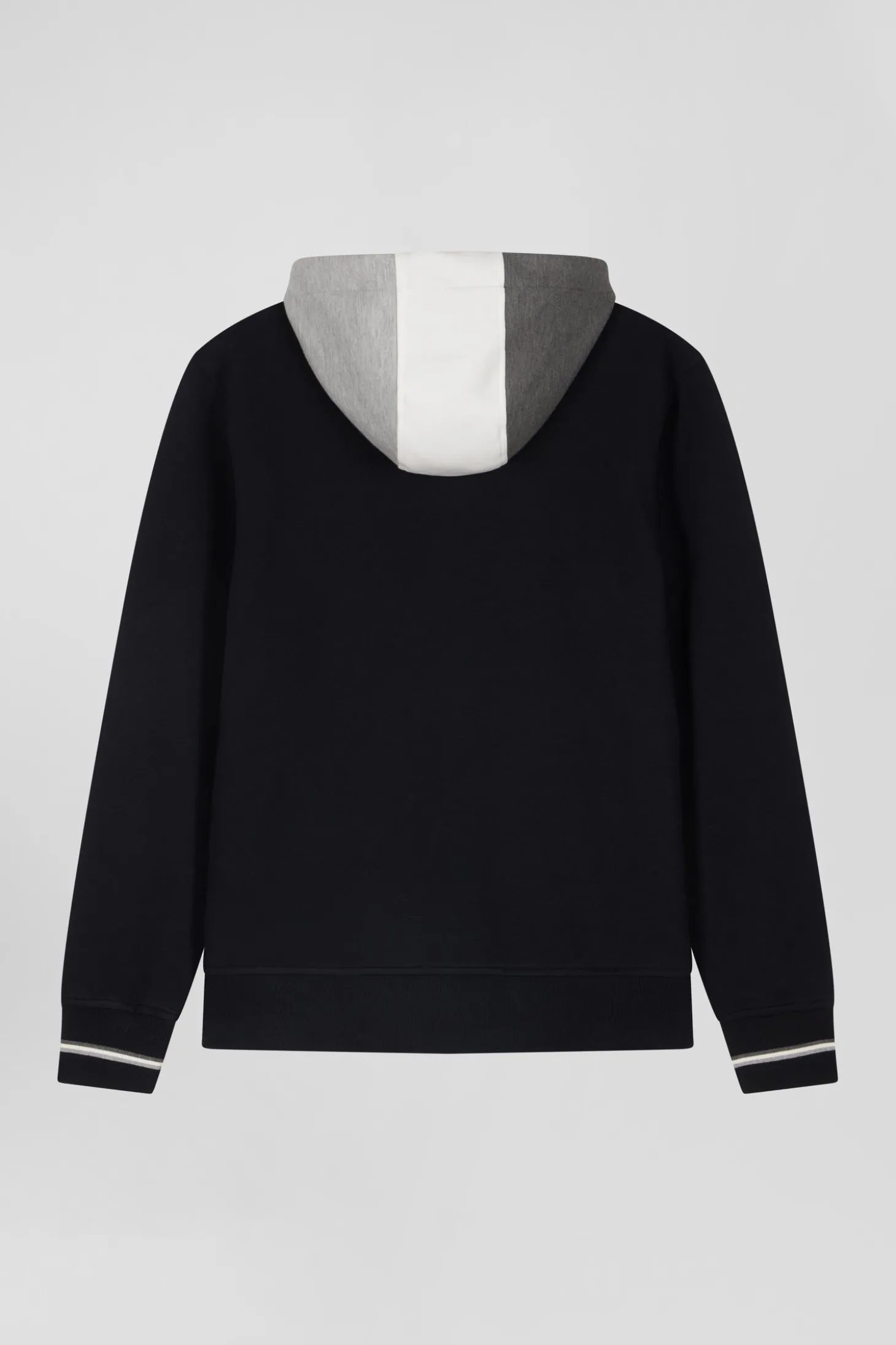 Regular black zipped bi-material sweatshirt with padded front