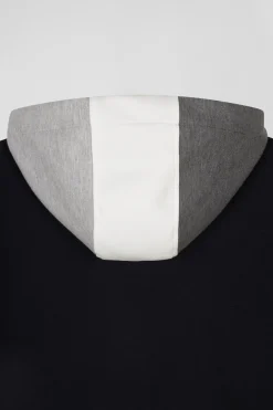 Regular black zipped bi-material sweatshirt with padded front
