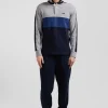 Regular blue and grey colorblock long-sleeved cotton rugby shirt