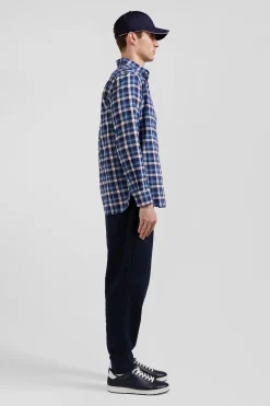 Regular blue checked cotton shirt