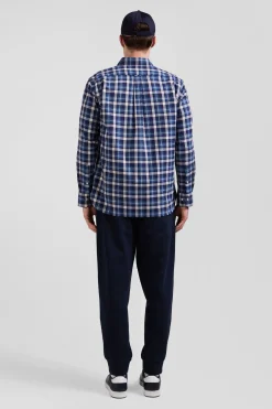 Regular blue checked cotton shirt