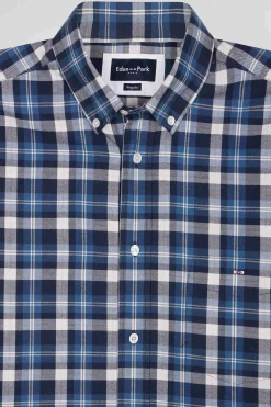 Regular blue checked cotton shirt