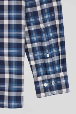 Regular blue checked cotton shirt
