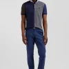 Regular blue chino trousers in stretch cotton gabardine