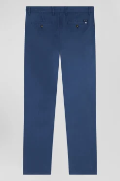 Regular blue chino trousers in stretch cotton gabardine