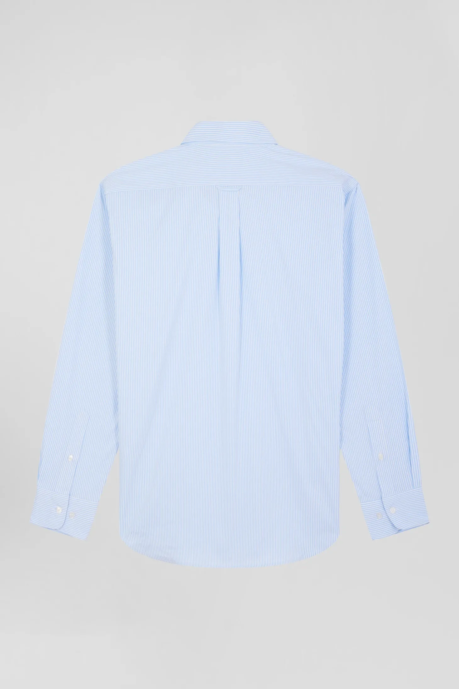 Regular blue cotton poplin shirt with baton stripes