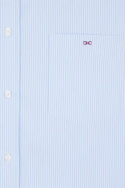 Regular blue cotton poplin shirt with baton stripes