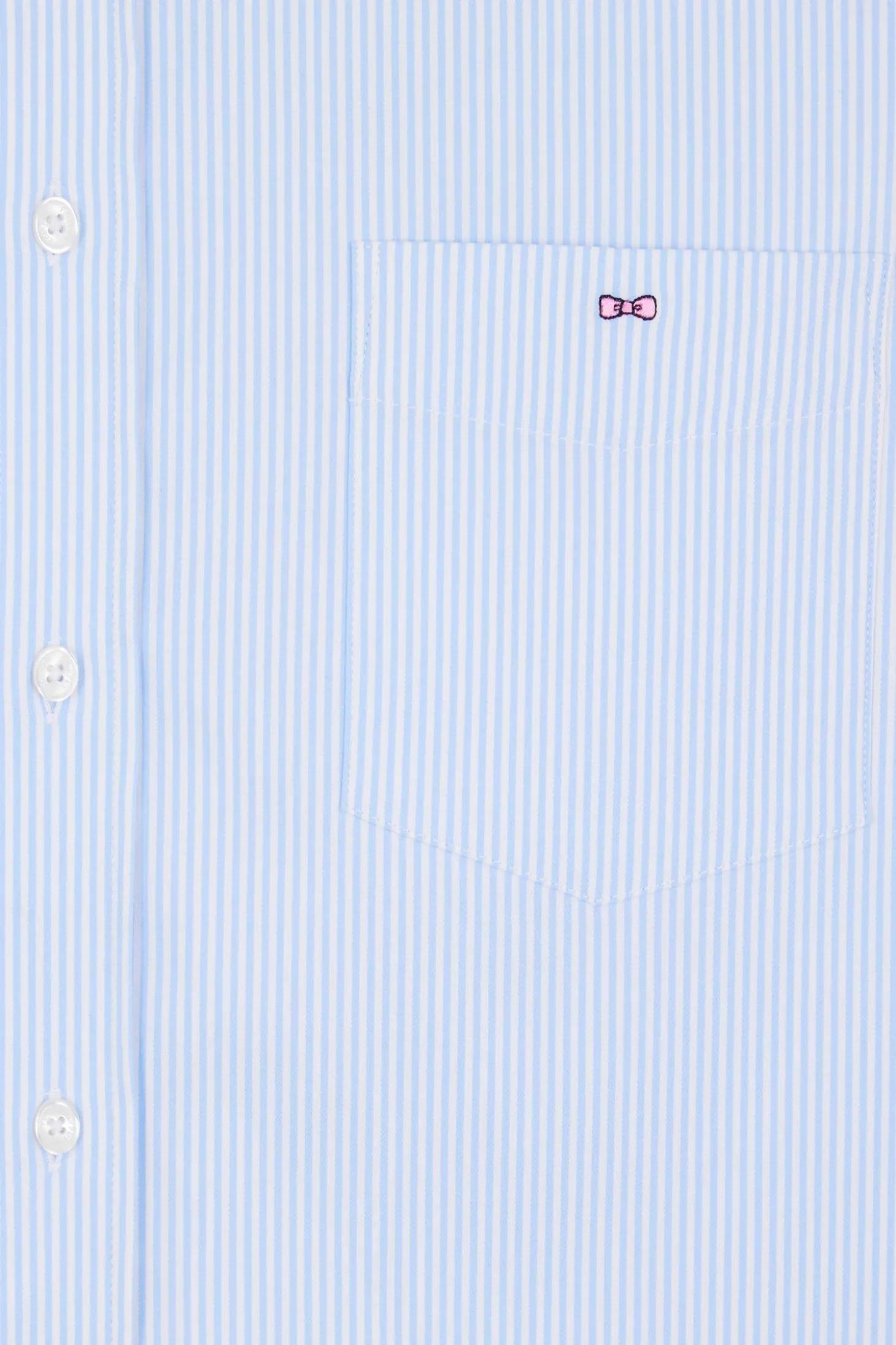 Regular blue cotton poplin shirt with baton stripes