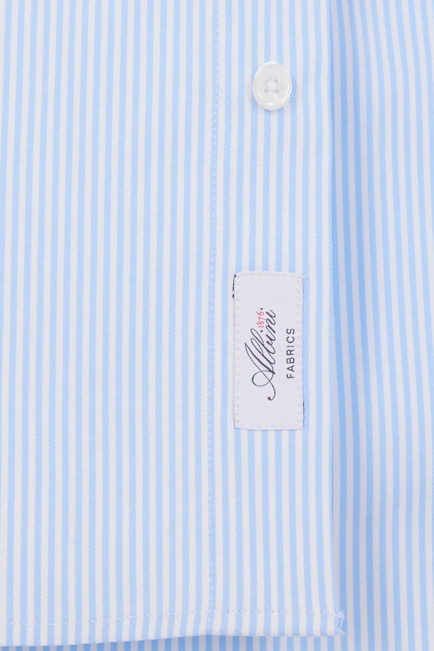 Regular blue cotton poplin shirt with baton stripes