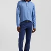 Regular blue long-sleeved Pima cotton rugby shirt
