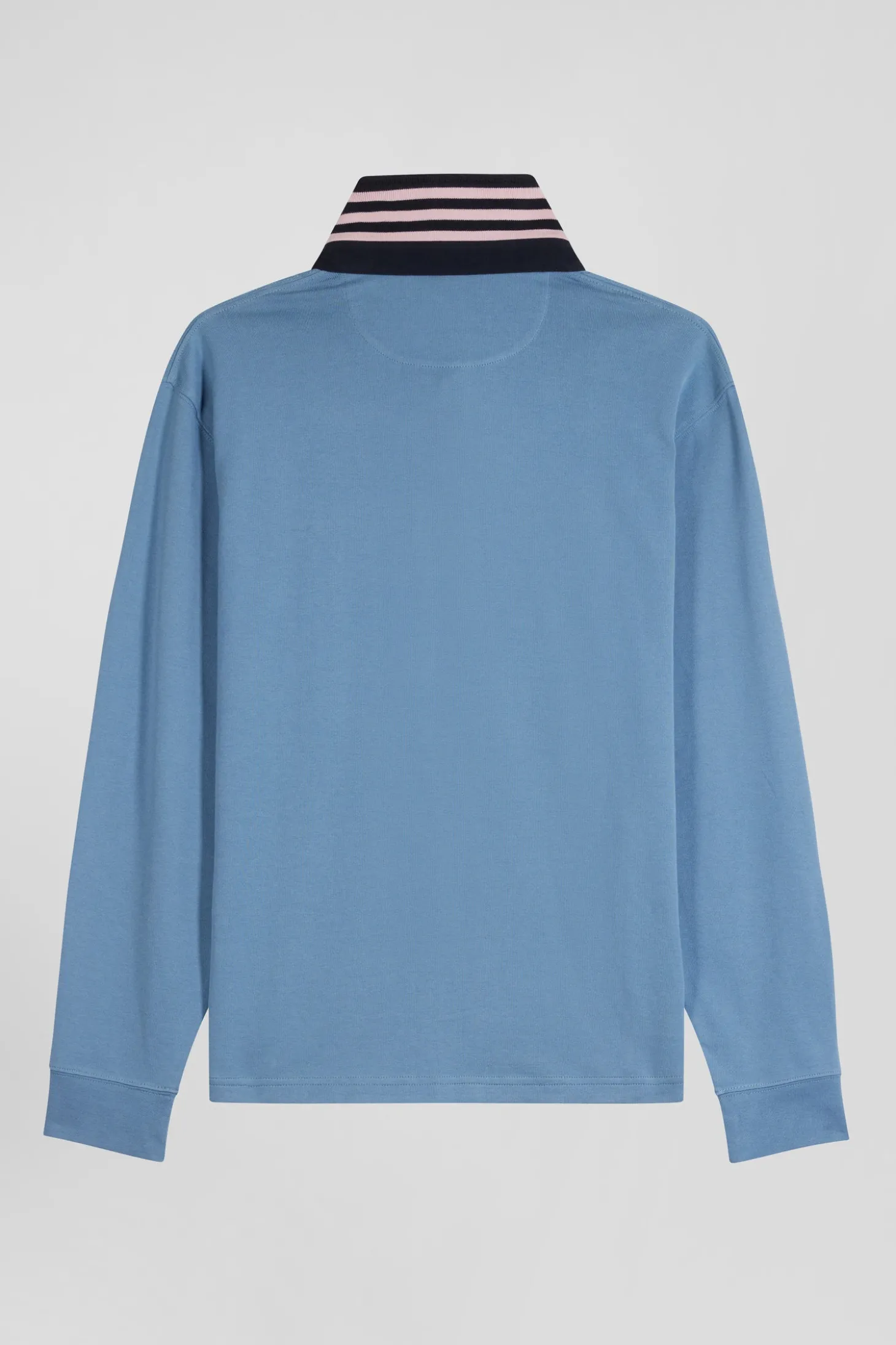 Regular blue long-sleeved Pima cotton rugby shirt