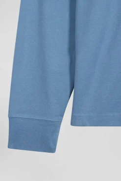 Regular blue long-sleeved Pima cotton rugby shirt