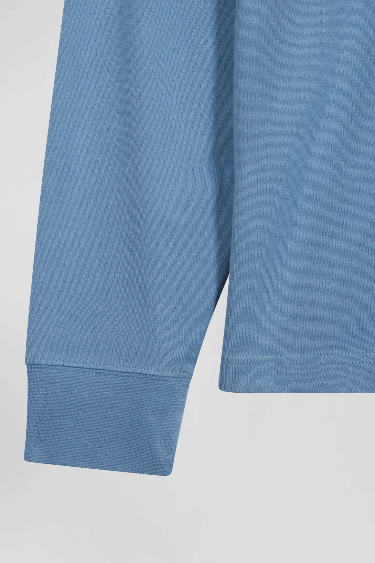 Regular blue long-sleeved Pima cotton rugby shirt