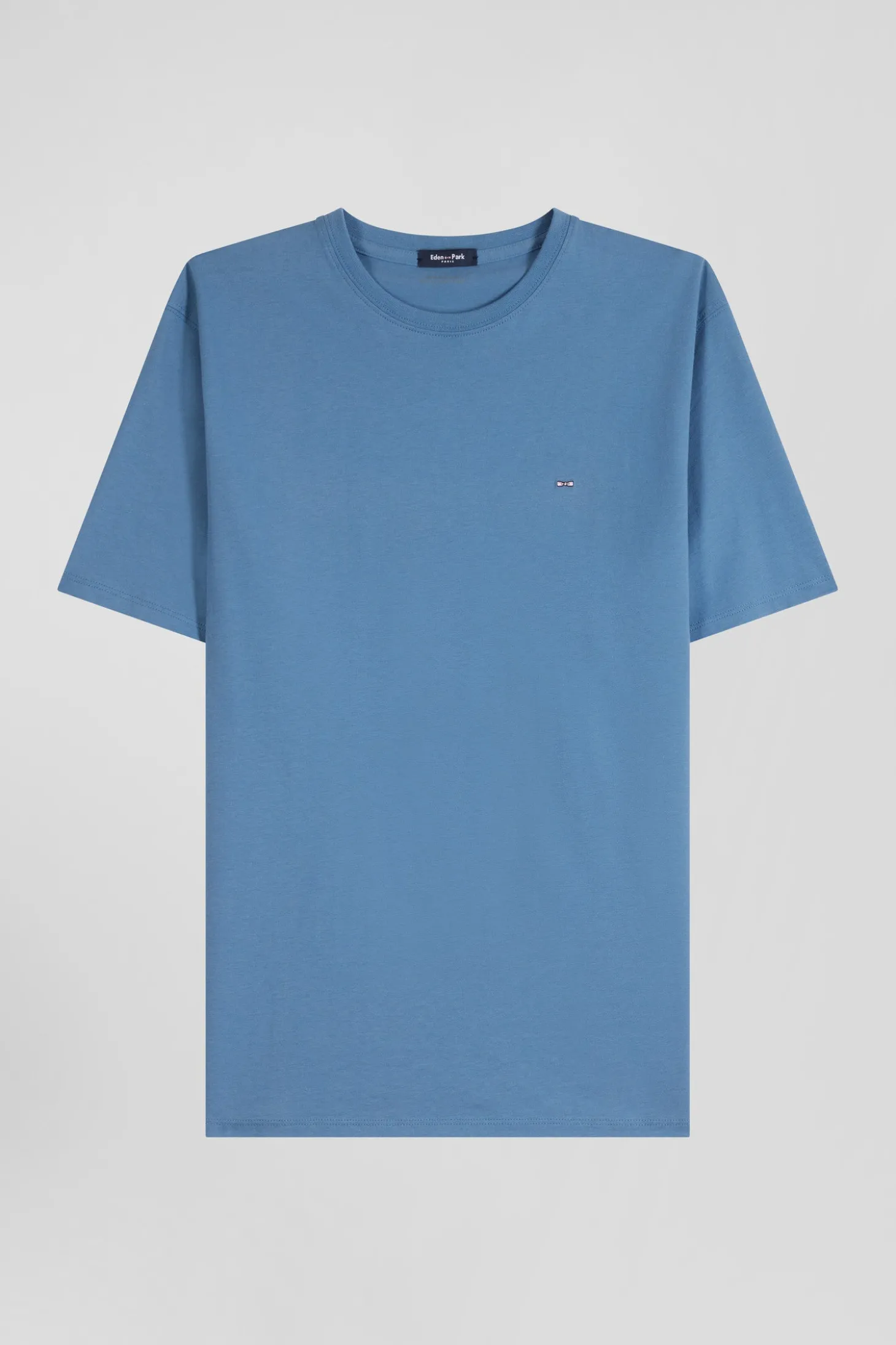 Regular blue Pima cotton short-sleeved T-shirt