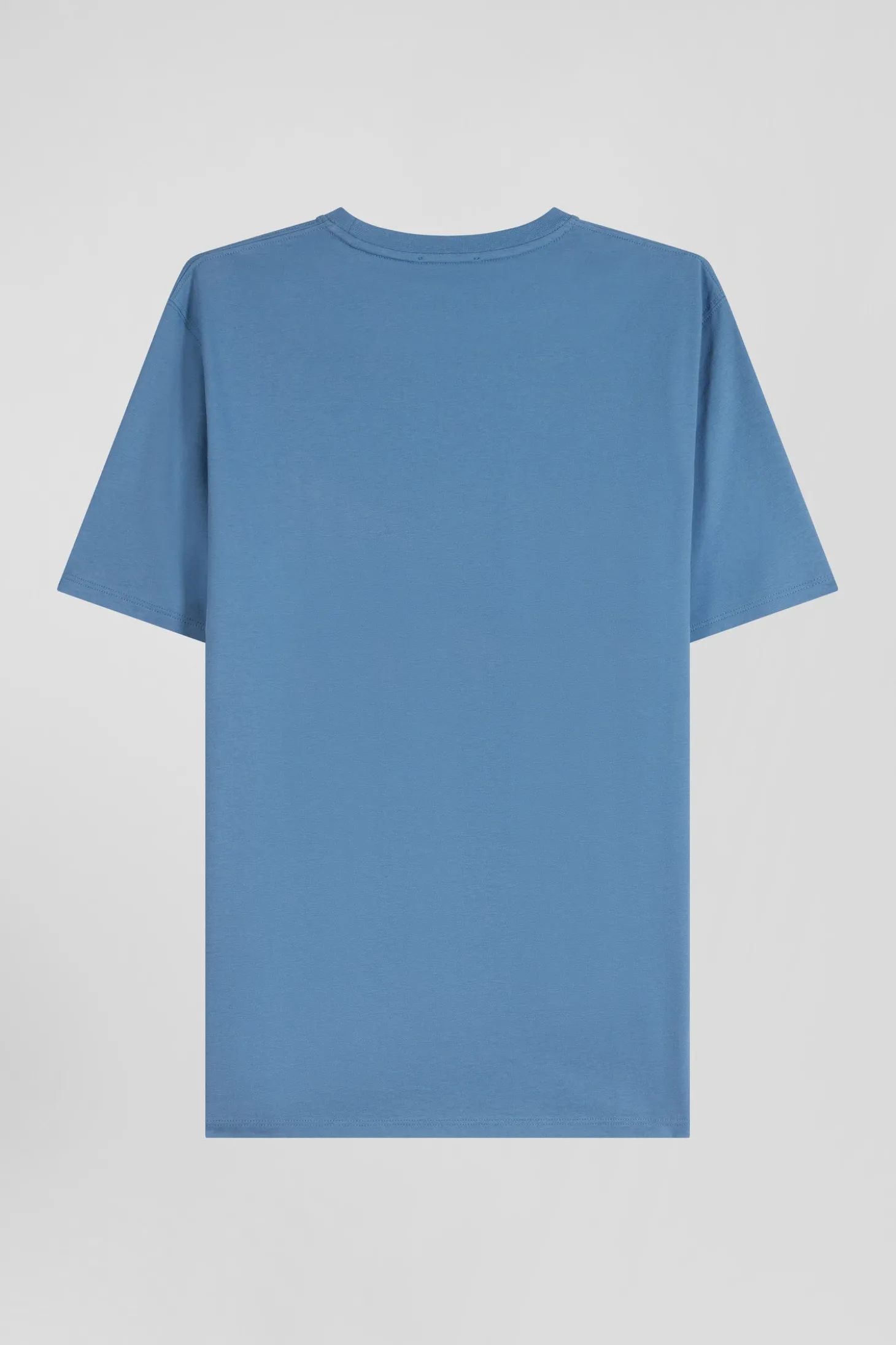 Regular blue Pima cotton short-sleeved T-shirt