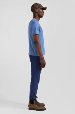 Regular blue Pima cotton short-sleeved T-shirt