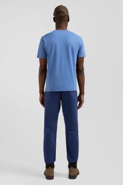 Regular blue Pima cotton short-sleeved T-shirt