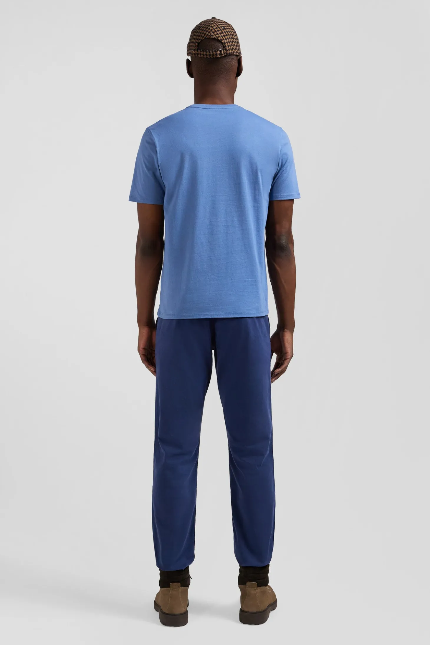 Regular blue Pima cotton short-sleeved T-shirt