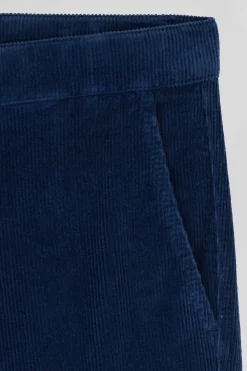 Regular blue stretch cotton velvet chino trousers