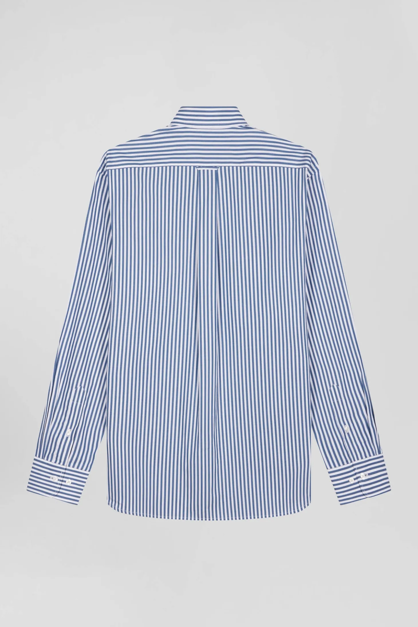 Regular blue striped cotton poplin shirt