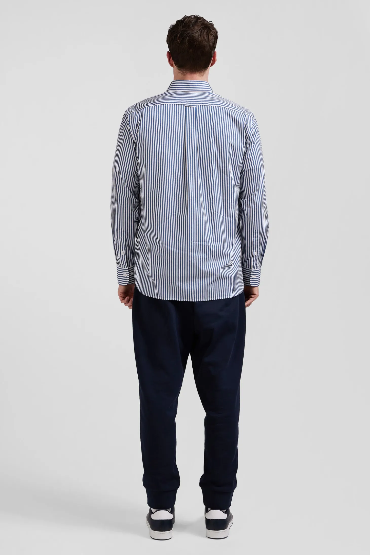 Regular blue striped cotton poplin shirt