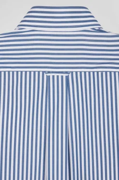 Regular blue striped cotton poplin shirt