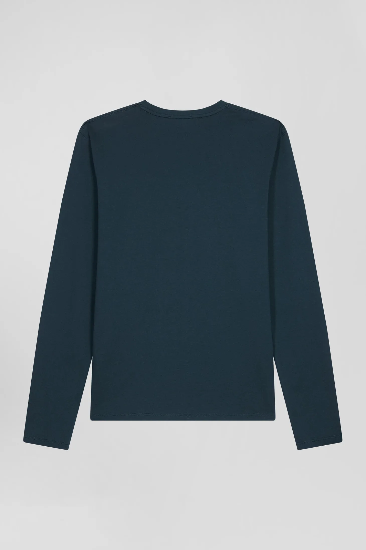 Regular blue-green long-sleeved Pima cotton T-shirt