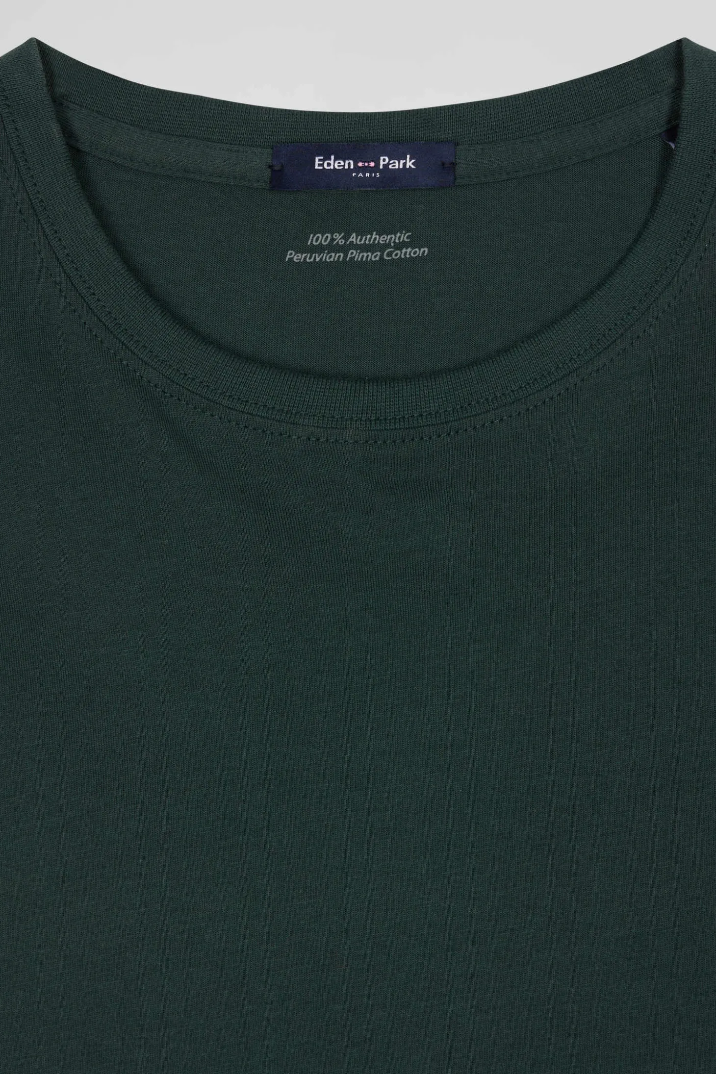 Regular blue-green long-sleeved Pima cotton T-shirt