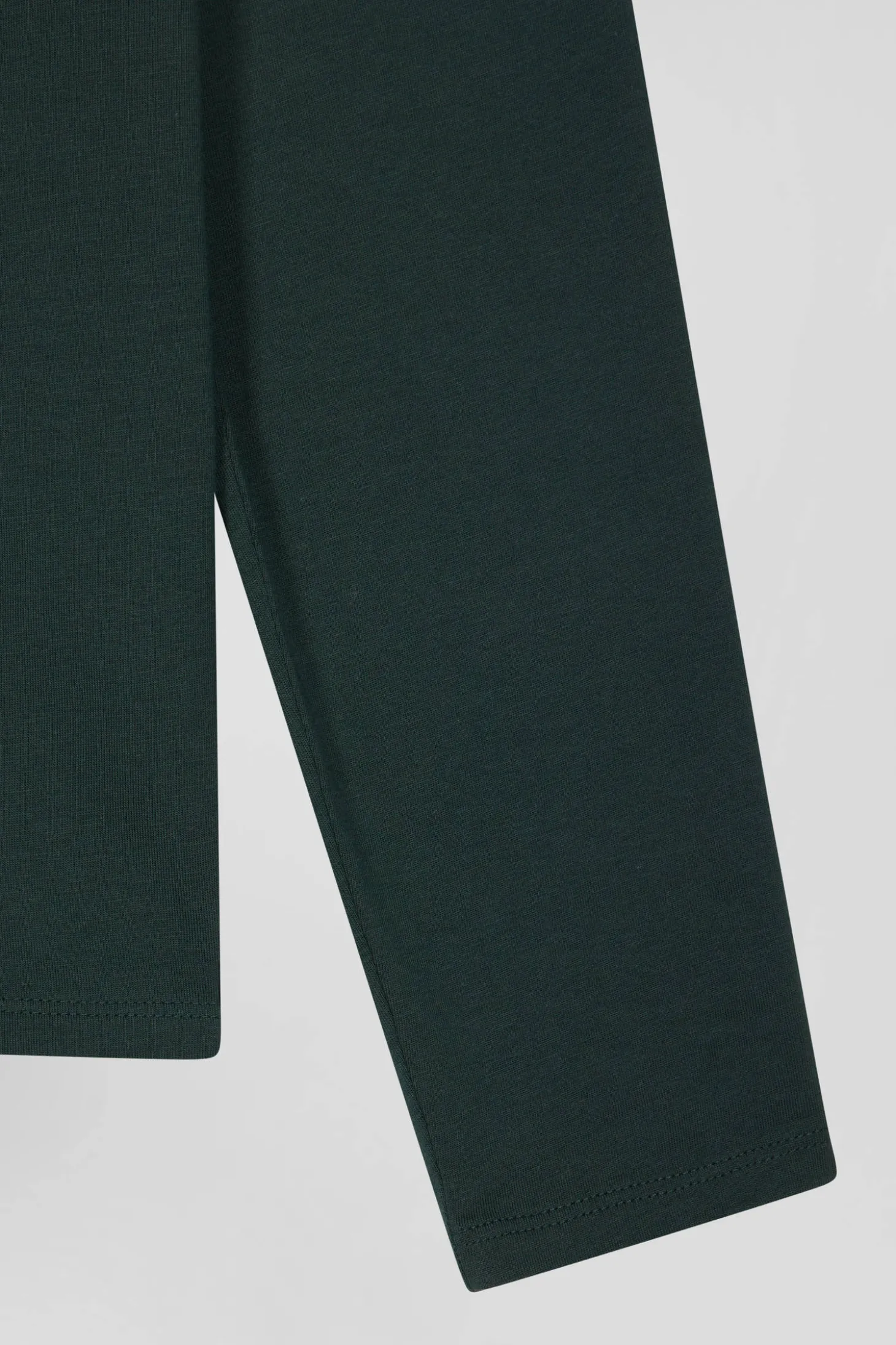 Regular blue-green long-sleeved Pima cotton T-shirt