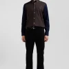 Regular brown and navy oxford cotton shirt N°10 embroidery