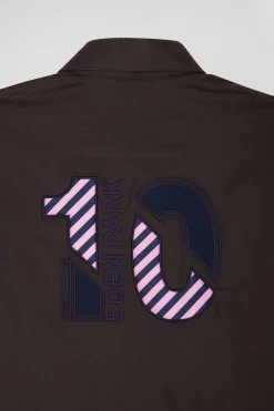 Regular brown and navy oxford cotton shirt N°10 embroidery
