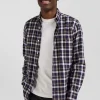Regular brown checked cotton shirt